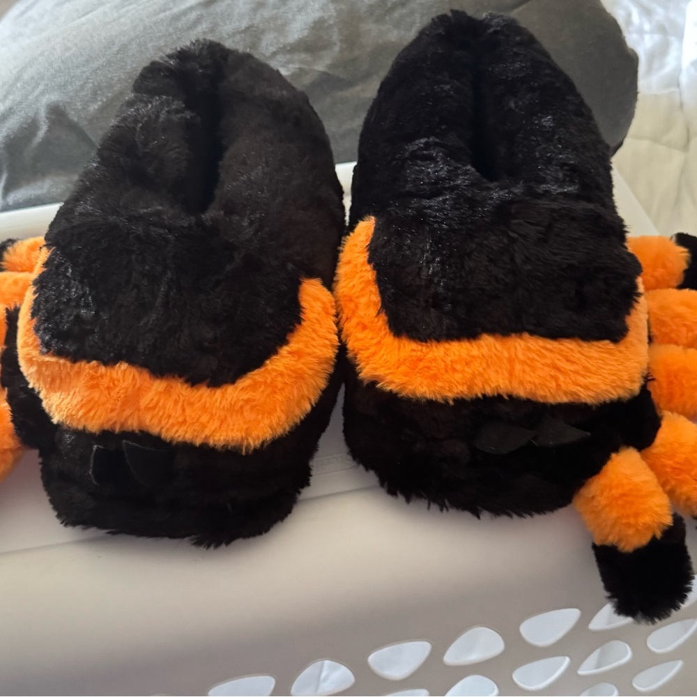 Black and Orange Slip-On Loafers with Plush Comfort